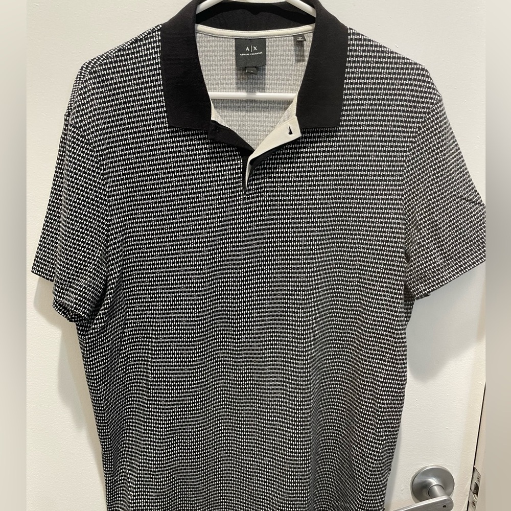 Armani Exchange Black and White Polo Shirt